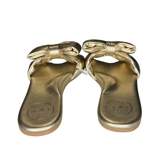 Soléi Sea Gold Bow Slide Sandals – Size 7 / EU 38 – Made in Brazil - Picture 3 of 8